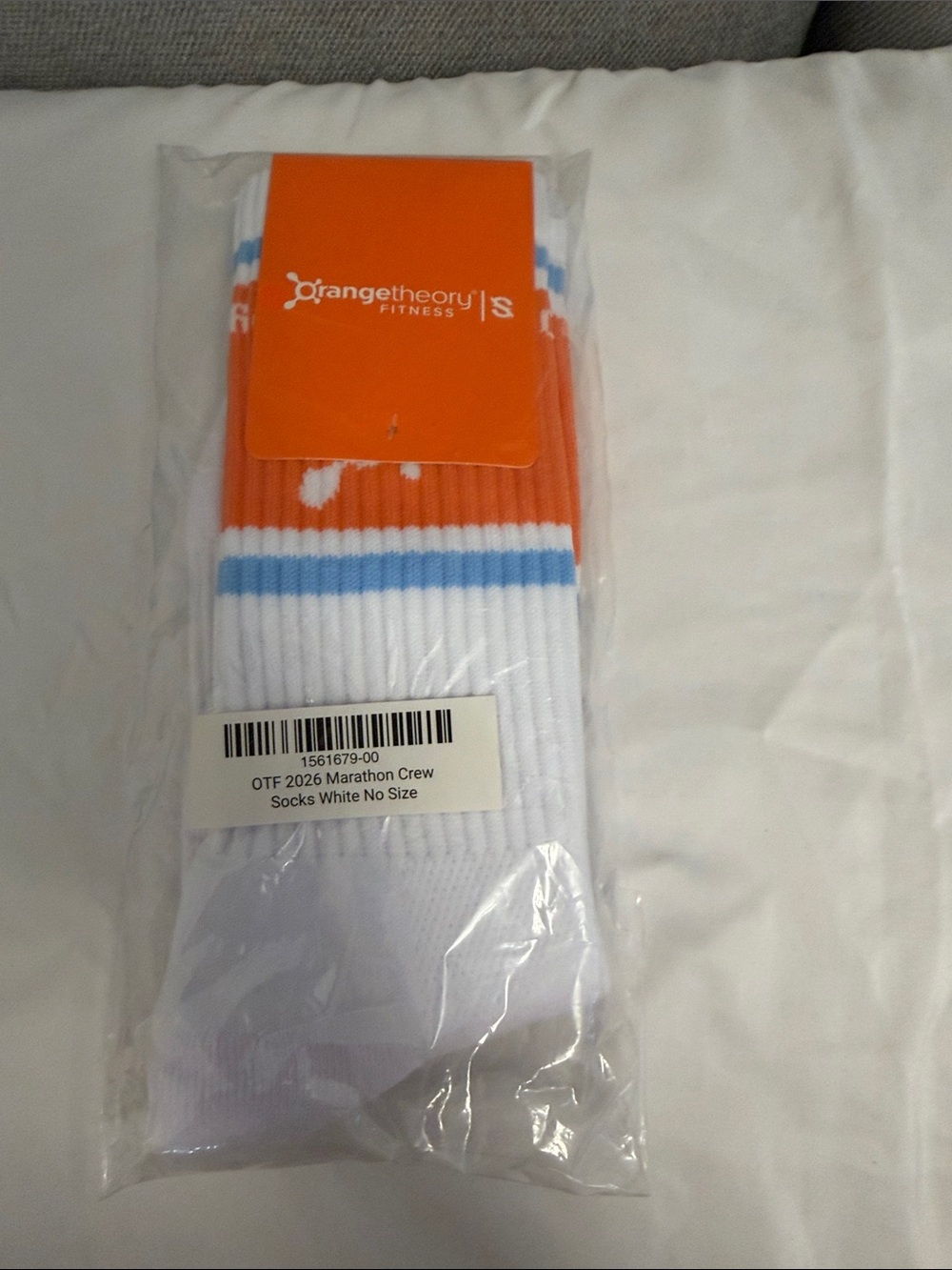 Orangetheory Marathon Month 2026 crew socks. One size